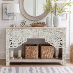 Meble Orientalne | Konsola Indyjska Rzeźbiona Mango Boho 150 cm