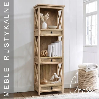 Meble Rustykalne | Mała Biblioteczka Drewniana Cross 180 cm