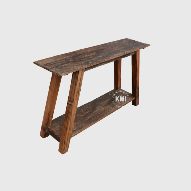 konsola loftowa Driftwood ze starego drewna 140 cm widok frontowy