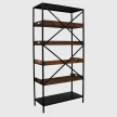metalowa biblioteczka ze starym drewnem teak widok pod kątem