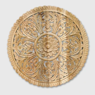 Okrągły panel rzeźbiony Boho Loco z drewna mango 60 cm