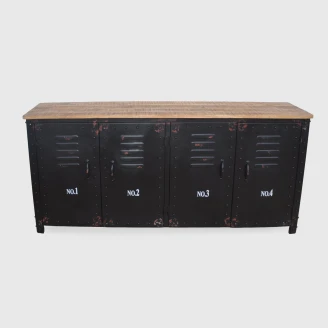 metalowa komoda Scrapyard z czterema numerowanymi drzwiami