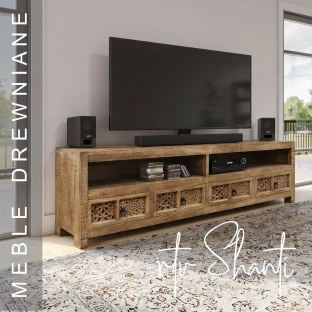 Meble Drewniane | Szafka RTV Orientalna Shanti Mango 4 Szuflady 200cm