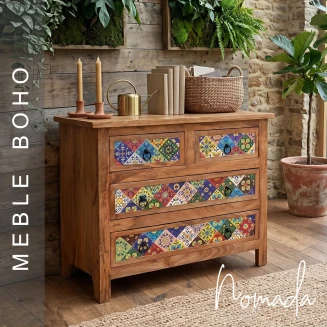 Meble Boho | Komoda Indyjska Nomada Mango Kafelki 88 cm