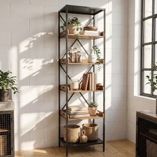 Regał Biblioteczka Loft 55x200 Stare Drewno Metal | Meble Loftowe
