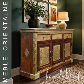 Meble Orientalne | Komoda Złota Bindi Mango Mosiądz 150 cm