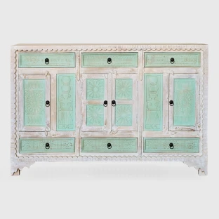 Orientalna Komoda Indyjska Rzeźbiona Lite Drewno 160 cm