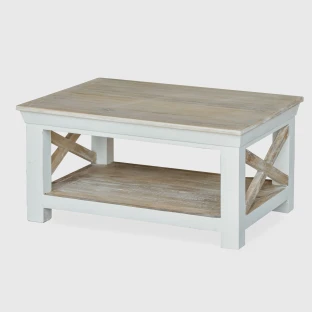 Stolik Kawowy Hampton Lite Drewno Bielony 90 cm