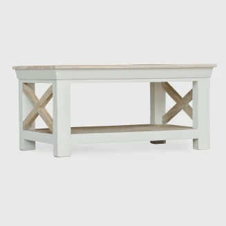 Stolik Kawowy Hampton Lite Drewno Bielony 90 cm
