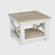 jasny stolik drewniany hampton 60x60 cm profil z przodu i z boku