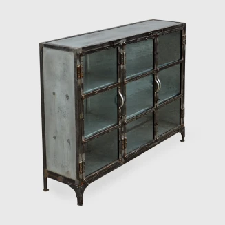 Metalowa Witryna Loft Postarzana | Meble Industrialne do Jadalni