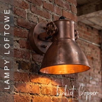 Lampa Loftowa Kinkiet Metalowy Copper Miedziany Ścienno-Sufitowy