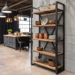 biblioteczka loftowa lite drewno metal