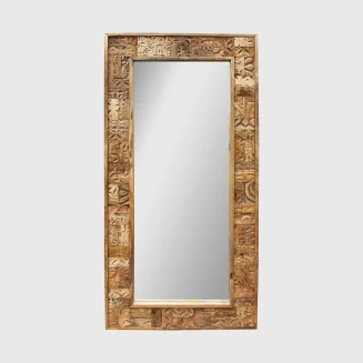 Rzeźbione Lustro Indyjskie Lite Drewno Yasmin 120x60 cm