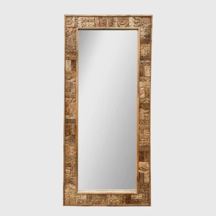 Rzeźbione Lustro Indyjskie Yasmin Lite Drewno 150x60 cm