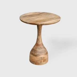 Okrągły Drewniany Stolik Pomocnik Mango Nowoczesny 50 cm