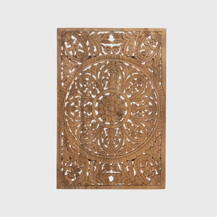 Rzeźbiony Panel Drewniany Indyjski Jasny Orzech 60x90 cm