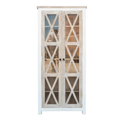 Witryna Drewniana Przeszklona Hampton Mango Bielona 90 cm
