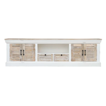 Szafka RTV Drewniana Hampton Bielona 190 cm