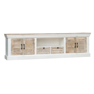 Szafka RTV Drewniana Hampton Bielona 190 cm