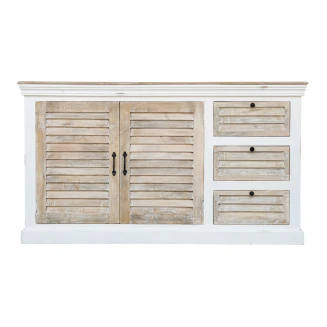 Komoda Hampton Bielona Postarzana 160 cm Lite Drewno