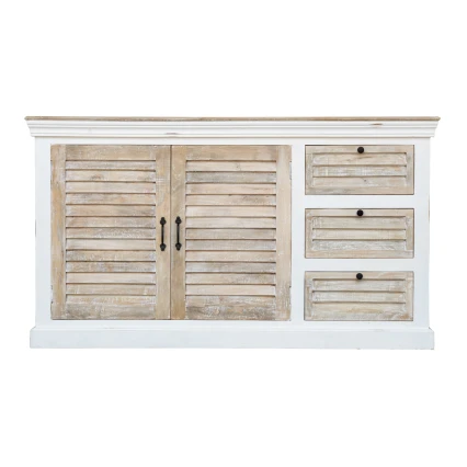 Komoda Hampton Bielona Postarzana 160 cm Lite Drewno