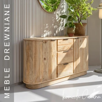 Komoda Owalna Drewniana Naturalna 150 cm Nowoczesny Styl