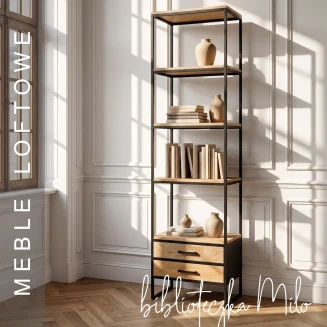 Biblioteczka Loftowa Milo Drewno Mango Metal 60 cm