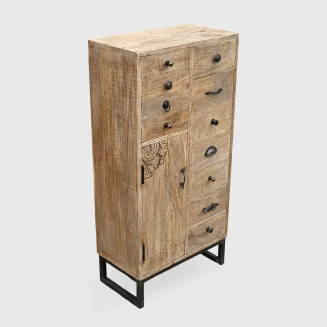 Wąska Komoda Loftowa z Drewna Postarzana 55 cm