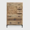 komoda drewniana z drewna mango i driftwood widok na wprost metalowe nogi