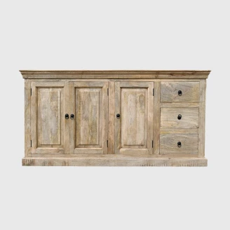 meble rustykalne komoda drewniana milford mango 180cm na wprost jasne naturalne drewno