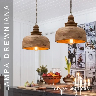 Lampa Drewniana Sufitowa Patynowana 40 cm