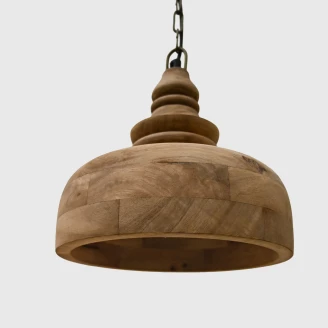 patynowana lampa drewniana wiszaca klosz profil pod katem