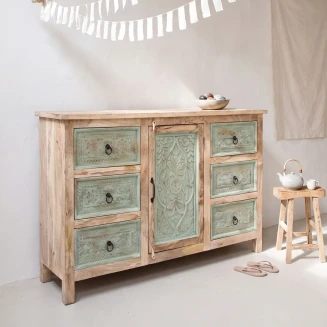 Komoda Indyjska Rzeźbiona Lite Drewno 150 cm