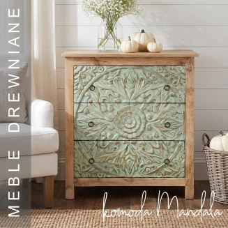 Komoda Drewniana Rzeźbiona Mandala 83 cm | Meble Orientalne