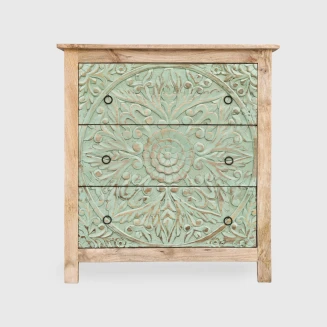 Komoda Drewniana Rzeźbiona Mandala 83 cm | Meble Orientalne