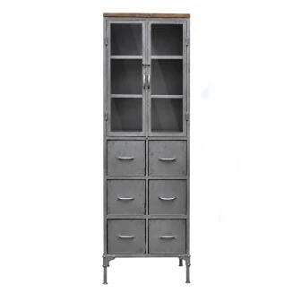 Witryna Metalowa Industrialna Scrapyard Naturalna 175 cm
