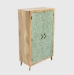 orientalna komoda z mietowymi frontami shabby chic prawy bok