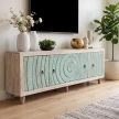 szafka rtv indyjska rzezbiona z drewna mango 180 cm w salonie boho