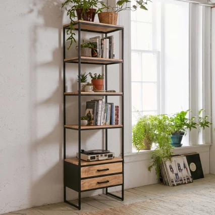Biblioteczka Loftowa Postarzana Mango i Metal 60cm