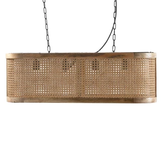 Wisząca Lampa z Drewna Mango i Rattanu 80cm
