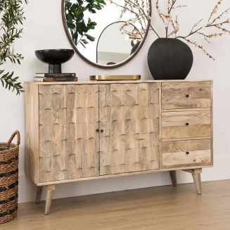 Nowoczesna Komoda Drewniana Honeycomb Mango 120cm