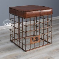 meble nowoczesne | industrialne pufa kwadratowa "Metal Basket"