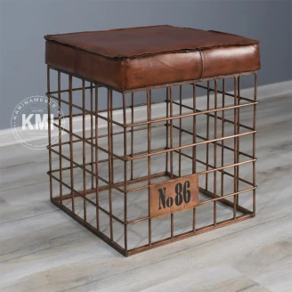 meble nowoczesne | industrialne pufa kwadratowa "Metal Basket"