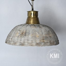 loftowa lampa wiklinowy klosz bielona