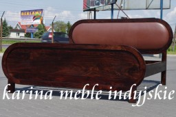 Łóżko Drewniane Apple 160x200 | Palisander Indyjski i Skórzany Zagłówek