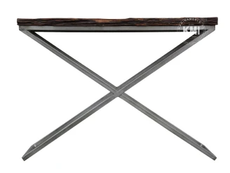 meble w stylu loft | konsola z metalu i starego drewna srebrne nogi