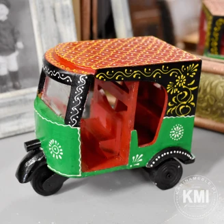 dekoracje kolonialne | drewniana mini Oto Riksha czerwona