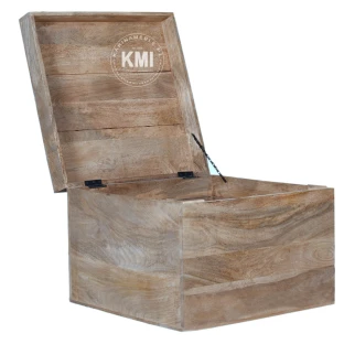 Nowoczesna skrzynia indyjska z drewna mango 60x60 cm | stolik kawowy