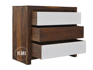 meble drewniane | komoda z trzema szufladami Sheesham White